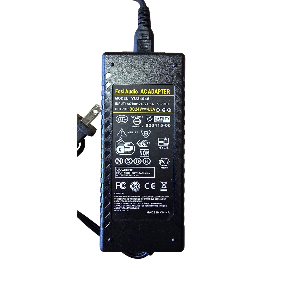 Fosi Audio AC Adapter YU24045 24V 4.5A Power Supply Cord Black Switching Adapter
